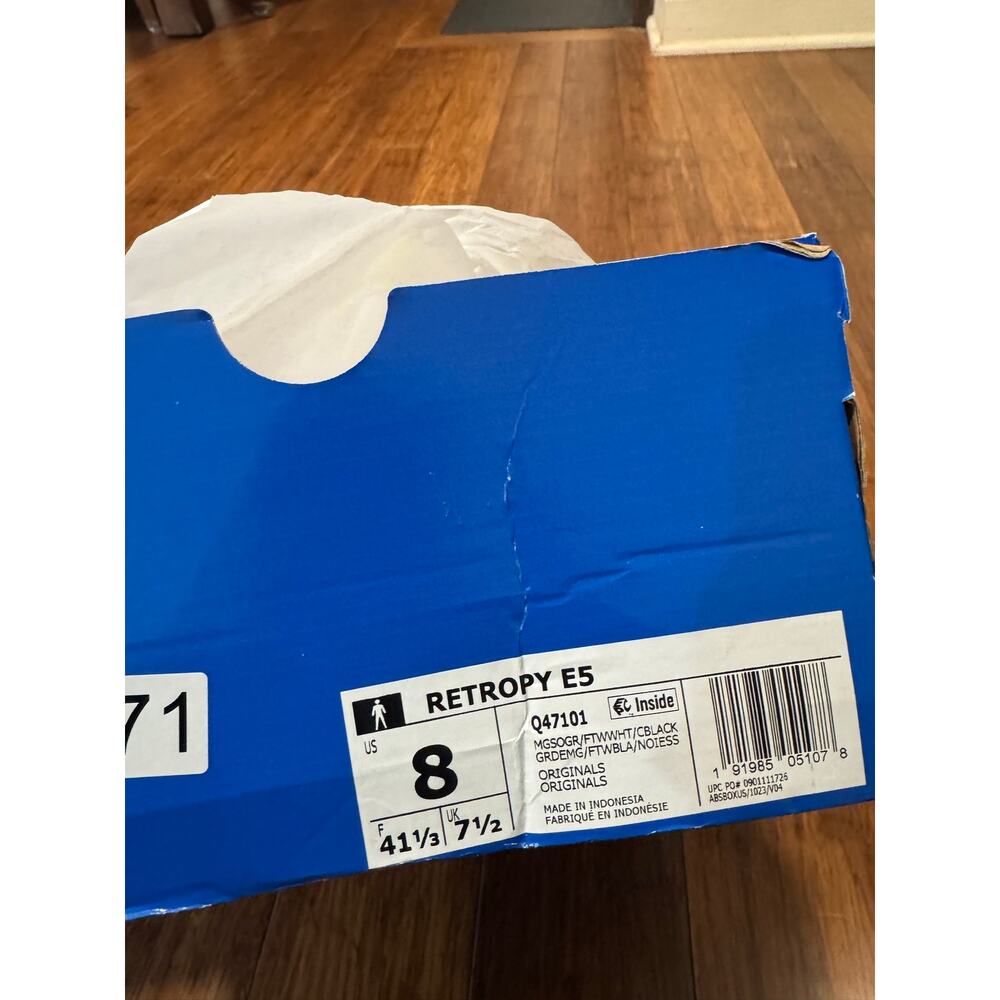 Adidas Retropy E5 Gray/White Men’s Size 8 New w/ Box (Damaged Box) - Picture 6 of 7